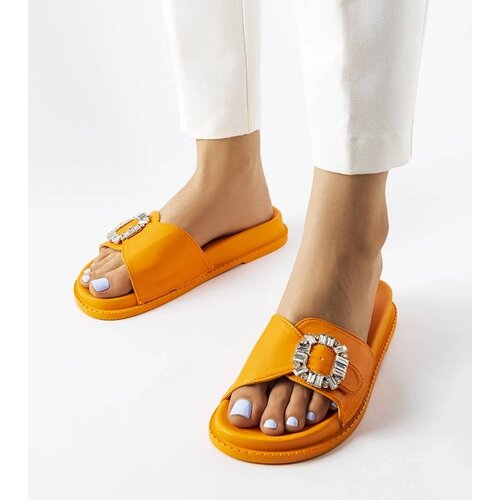  Orange flip-flops embellished with rhinestones Griegsvei Slike