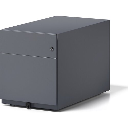 BISLEY Pomični predalnik Note™, 1 predal za obešalne mape, 1 univerzalni predal, VxŠxG 495 x 420 x 775 mm, z oprijemalno letvijo, antracitno siv Cene