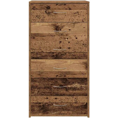 VidaXL Komoda s 6 predali starinski les 50x34x96 cm iverna plo&amp;scaron;ča Slike