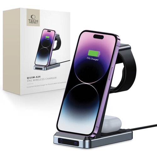 TECH-PROTECT QI15W-A26 3IN1 WIRELESS punjač BLACK Cijene