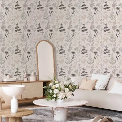 Tapeta - Flowers and herbs in warm greys 50x1000 Cene