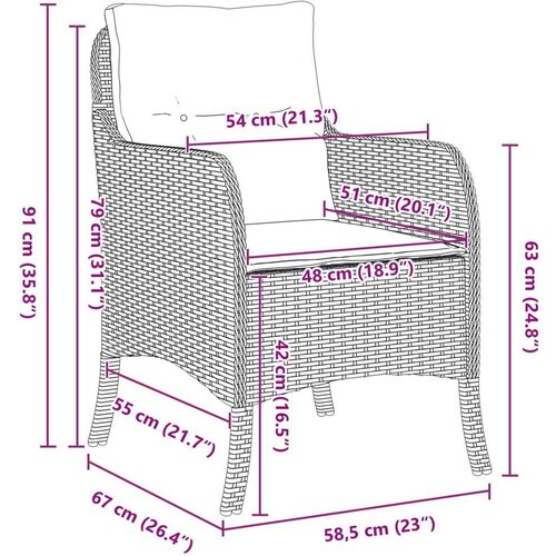 vidaXL Komplet 5-delnega vrtnarskega jedilnega seta z blazinami črn poli ratan, (22087798) Cene