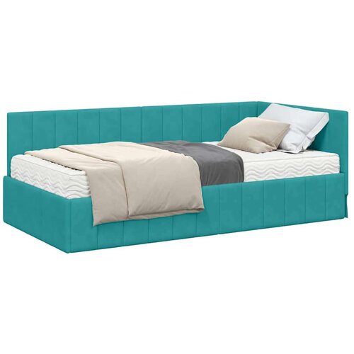 VidaXL Kutni okvir kreveta s madracem Tirkizna 100 x 200 cm Bar&amp;scaron;un Slike