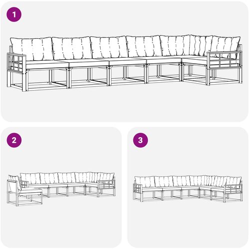  Set vanjskih sofa 6 kom. Bijela i krem Smeđa 406 x 168,5 x 73 cm Slike