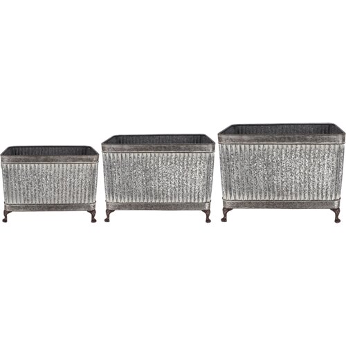 Esschert Design Cvetlični lonci na nogah, 3-delni set - pravokotno Slike
