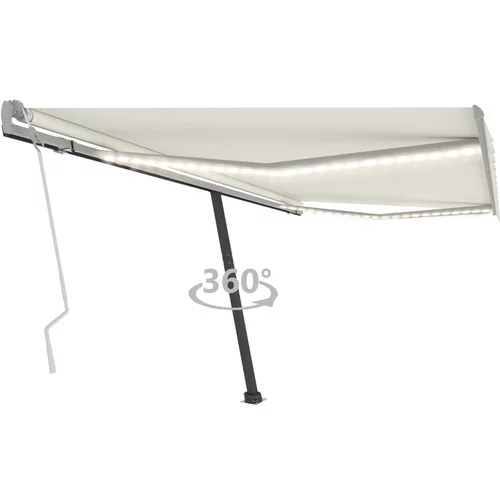  Ročno zložljiva tenda z LED lučkami 400x300 cm krem