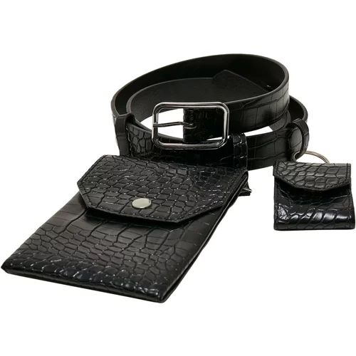 Urban Classics Accessoires Croco synthetic leather strap with black/silver sheath