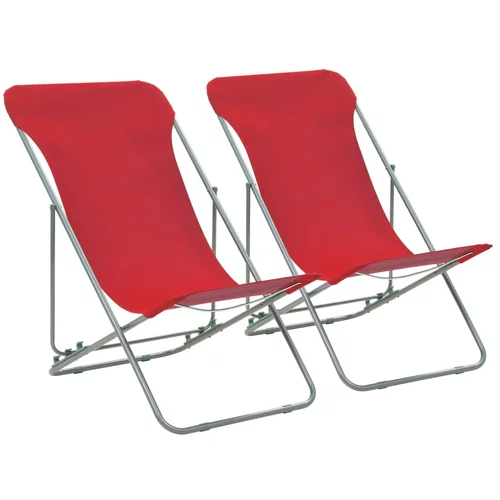 vidaXL zložljivi stoli za na plažo 2 kosa jeklo in oksford blago rdeči