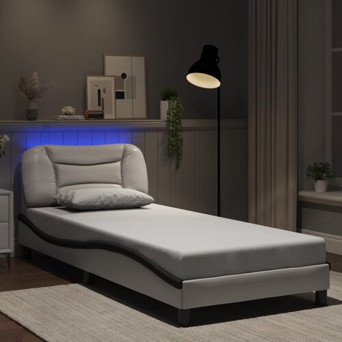 Furnova Posteljni okvir z LED lučkami bel in črn 90x200 cm umetno usnje, (21937735) Slike