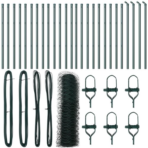 vidaXL Heksagonalna Ograda Zelena 0.4x50 m Čelik, Stupovi Ograde 13 kom Zelena Ø32 mm 80 cm Galvanizirani Čelik Cijene