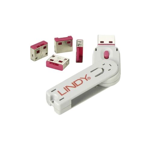 Lindy zaključavanje USB priključka USB-Lock + Key 4-dijelni komplet ružičasta uklj. 1 ključ 40450 Cijene