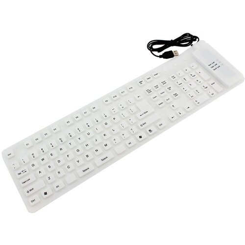  Tanka vodoodporna usb silikonska tipkovnica - zložljiva bela Cene