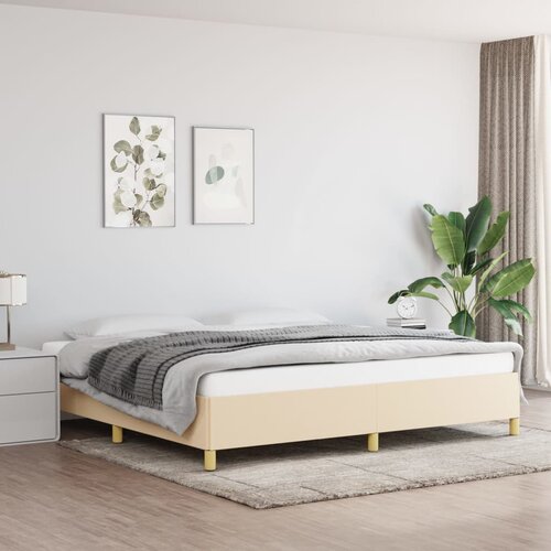 The Living Store Posteljni okvir brez vzmetnice krem 200x200 cm blago - Posteljni Okvir, (21525779) Slike
