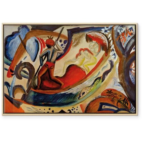  Slika - August Macke &amp;ndash; Nackte M&amp;auml;dchen in der Barke 60x40 U prirodnom drvenom okviru Slike