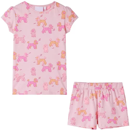 vidaXL Otroška pižama s kratkimi rokavi svetlo roza 92