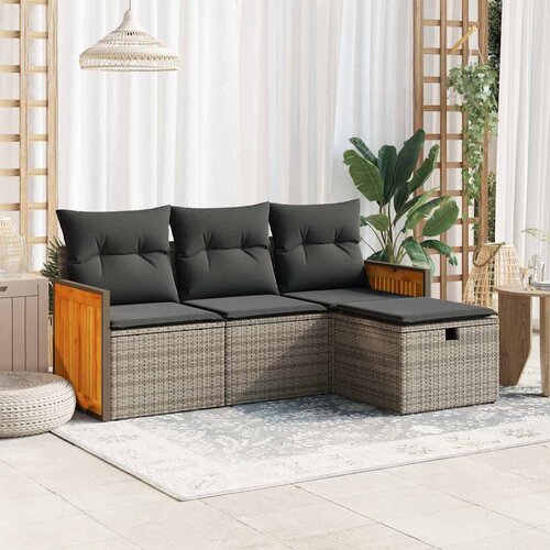  4-dijelni set vrtnih sofa od poliratana s jastucima sivi Cijene