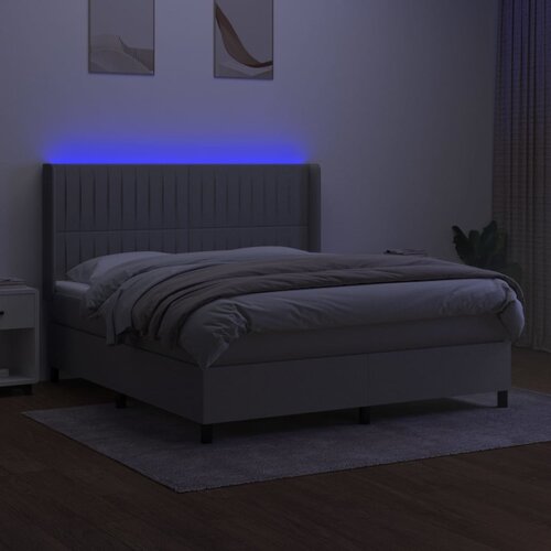  Krevet box spring s madracem LED svjetlosivi 180x200 cm tkanina Slike