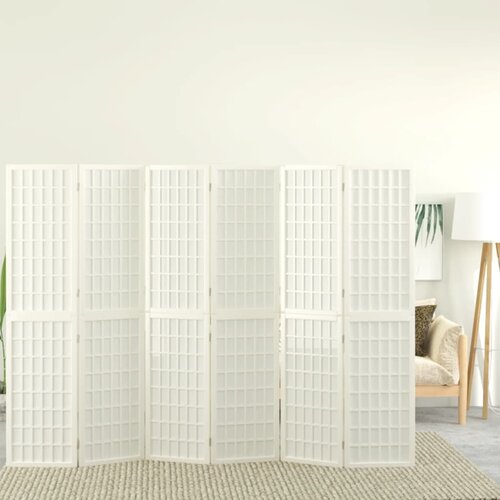 vidaXL Zložljiv 6-delni paravan japonski stil 240x170 cm bele barve Cene