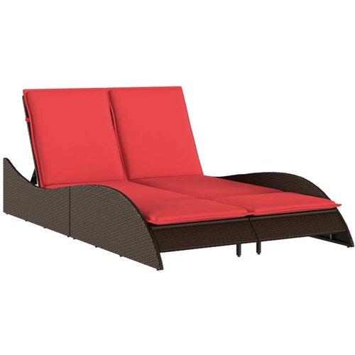 vidaXL Ležalnik z blazinami rjav 114x205x73 cm poli ratan, (5000084012) Cene