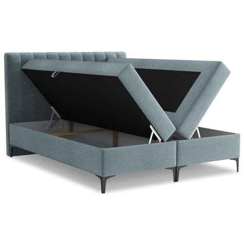 Makamii Svijetlo plavi boxspring krevet s prostorom za odlaganje 140x200 cm Puhala &amp;ndash; Slike