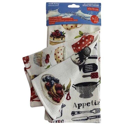 Grill King Kitchen 3u1 set pamučnih kuhinjskih krpa za brisanje vode s visilicom Cijene