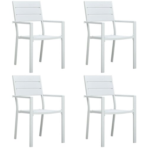 The Living Store Vrtni stoli 4 kosi beli HDPE videz lesa - Vrtni Stol, (21468244) Cene
