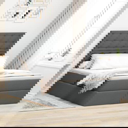 vidaXL Krevet S LED lampica s pohranom Tamno siva 120 x 200 cm tkanina Cijene