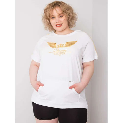 Fashion Hunters Women's blouse made of white plus size cotton