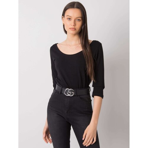 Fashion Hunters RUE PARIS Black smooth women&amp;#039;s blouse Slike