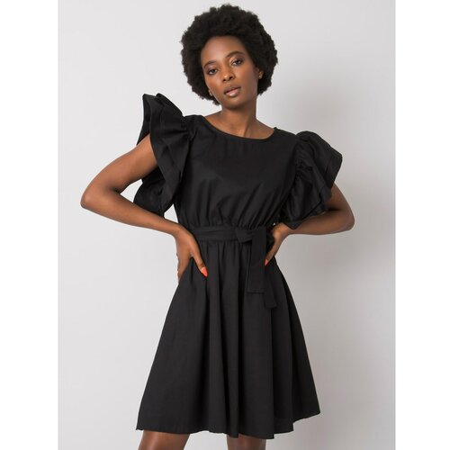 Fashion Hunters Women's black dress with a belt Slike