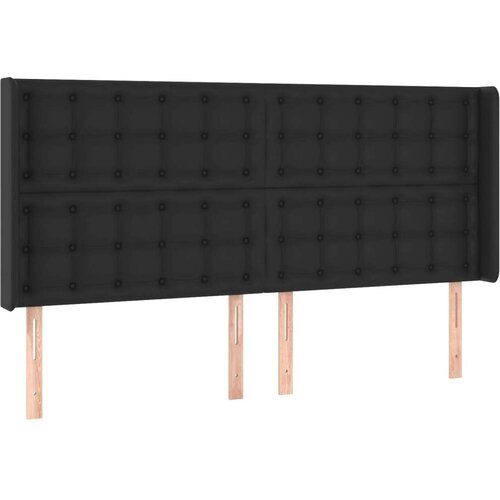  Uzglavlje crno 203 x 16 x 118/128 cm od umjetna koža Slike