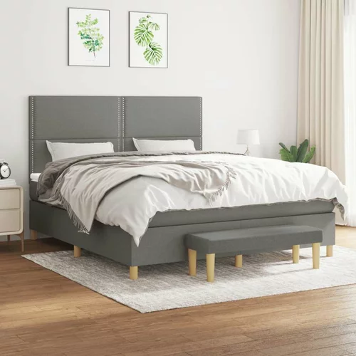  Box spring postelja z vzmetnico temno siva 160x200 cm blago, (20900756)