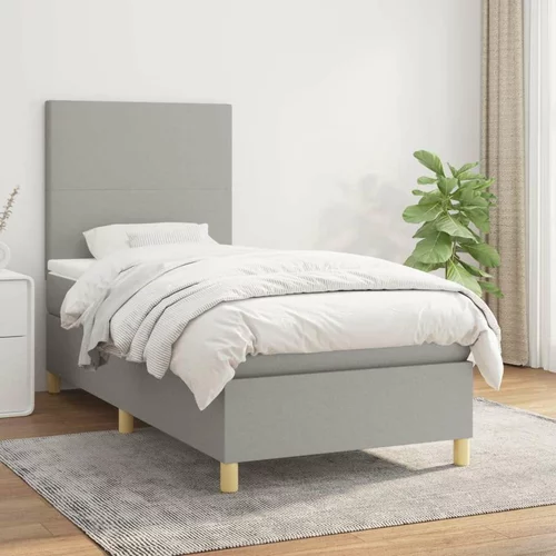  Box spring postelja z vzmetnico svetlo siv 100x200 cm blago, (20791271)