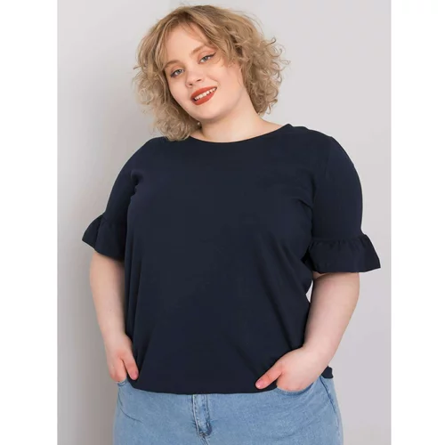 Fashion Hunters Plus size navy blue blouse with decorative sleeves