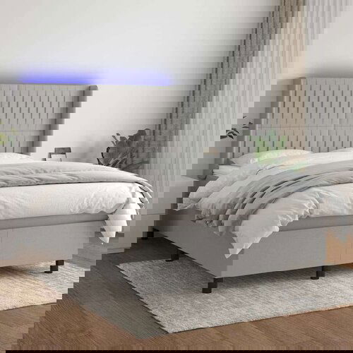  Box spring postelja z vzmetnico LED sv. siva 140x200 cm blago, (20937303) Slike