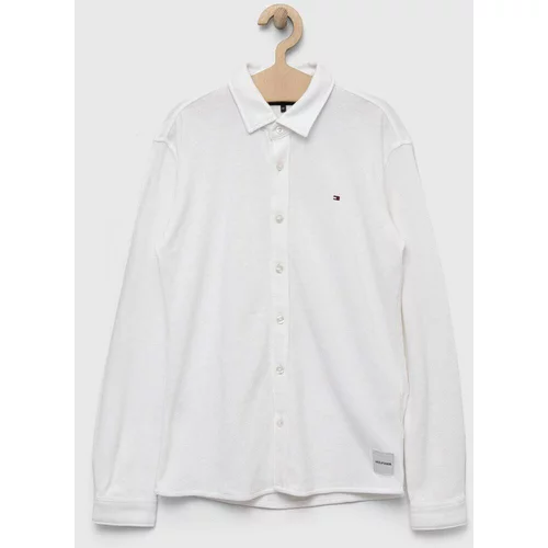 Tommy Hilfiger Otroška bombažna srajca bela barva