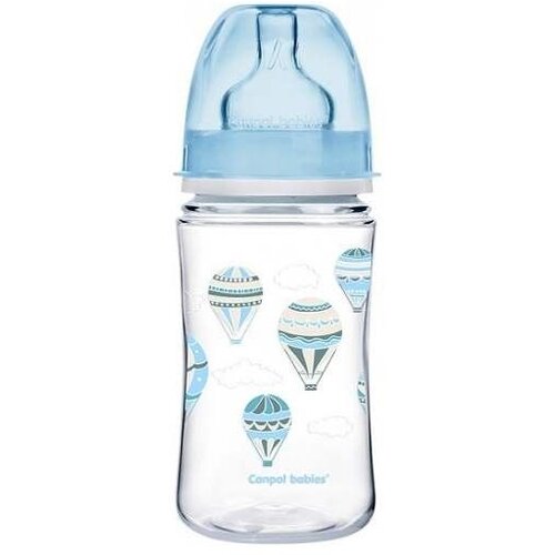 Canpol baby flašica 240ml široki vrat, pp - easy start- clouds - plava Cene
