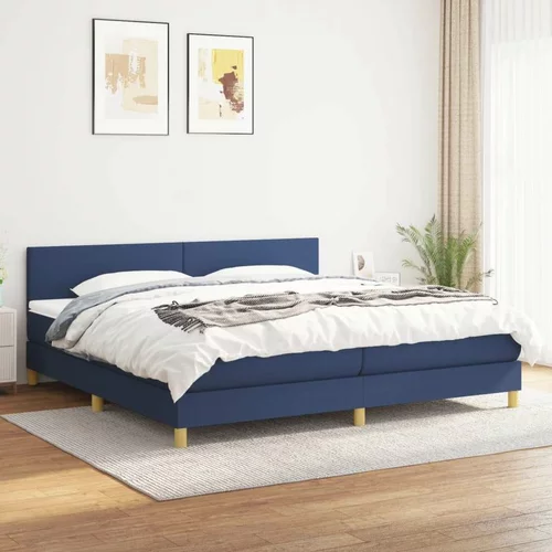  Box spring postelja z vzmetnico moder 200x200 cm blago, (20896003)