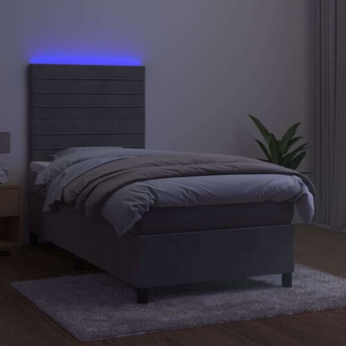  Krevet box spring s madracem LED svjetlosivi 90x190 cm bar&amp;scaron;un Slike