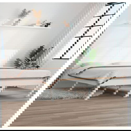 vidaXL Posteljni okvir bel iz trdnega lesa 135x190 cm 4FT6 Cene