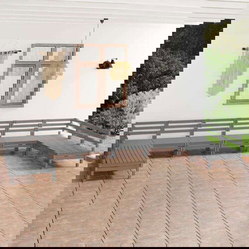  Vrtna sedežna garnitura 10-delna siva trdna borovina, (20676163) Cene