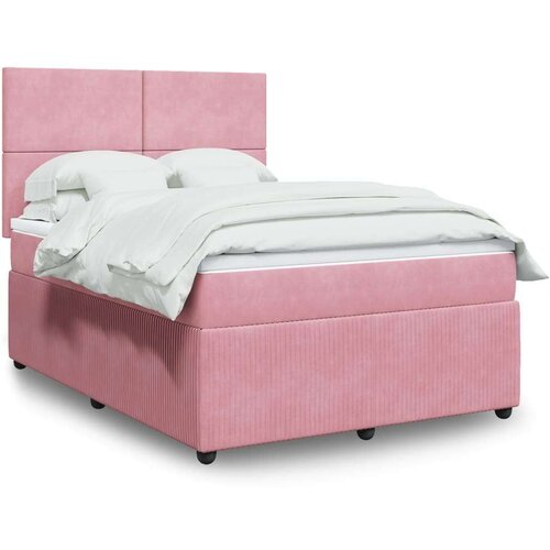  Box spring postelja z vzmetnico roza 160x200 cm žamet Cene