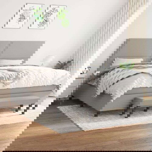  Box spring postelja z vzmetnico svetlo siva 180x200 cm blago, (20892855) Cene