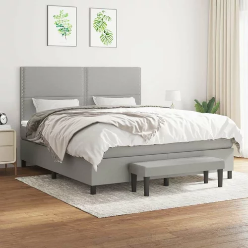  Box spring postelja z vzmetnico svetlo siva 180x200 cm blago, (20892855)