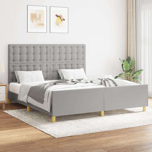  Posteljni okvir z vzglavjem svetlo siv 160x200 cm blago, (20906619) Slike