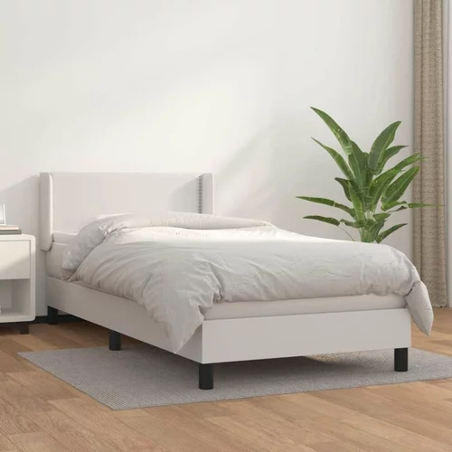  Box spring postelja z vzmetnico bel 100x200 cm umetno usnje, (20727224)