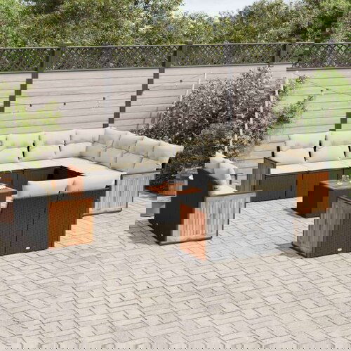  13-dijelni set vrtnih sofa s jastucima poliratan crni Cene