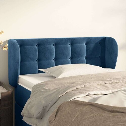  Vzglavje z u&amp;scaron;esi temno modro 93x23x78/88 cm žamet, (20932163) Slike