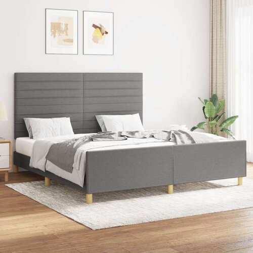  Posteljni okvir z vzglavjem temno siv 160x200 cm blago, (20903622) Slike