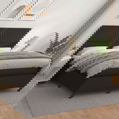  Box spring postelja z vzmetnico črn 140x190 cm umetno usnje, (20725851) Slike